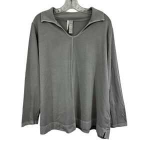 Ischiko Gray Soft Cotton Collared Blouse Shirt Top Size 1 US 6-8 or Medium